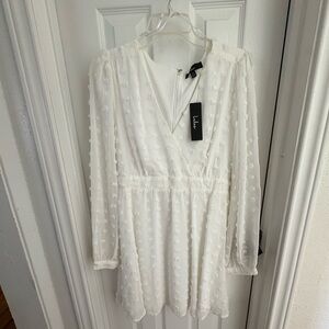 Lulu's Ivory Textured Long Sleeve Dress